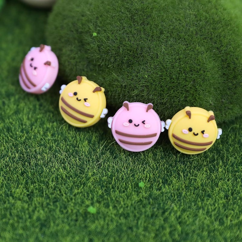 FlyingMage Switch Joycon Thumb Grips Caps, 4 PCS Cute Kawaii 3D Silicone Analog Thumbstick Button Cover Compatible with Nintendo Switch Lite/OLED Joystick Caps (Pink+Yellow Bee) - Image 5